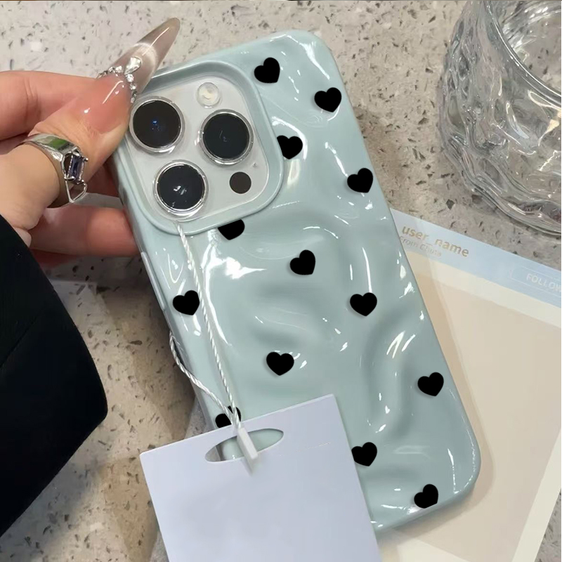 Phone Cases Cute Iphone 13 - Esthetische schattige zwarte hartvormige schokbestendige telefoonhoes