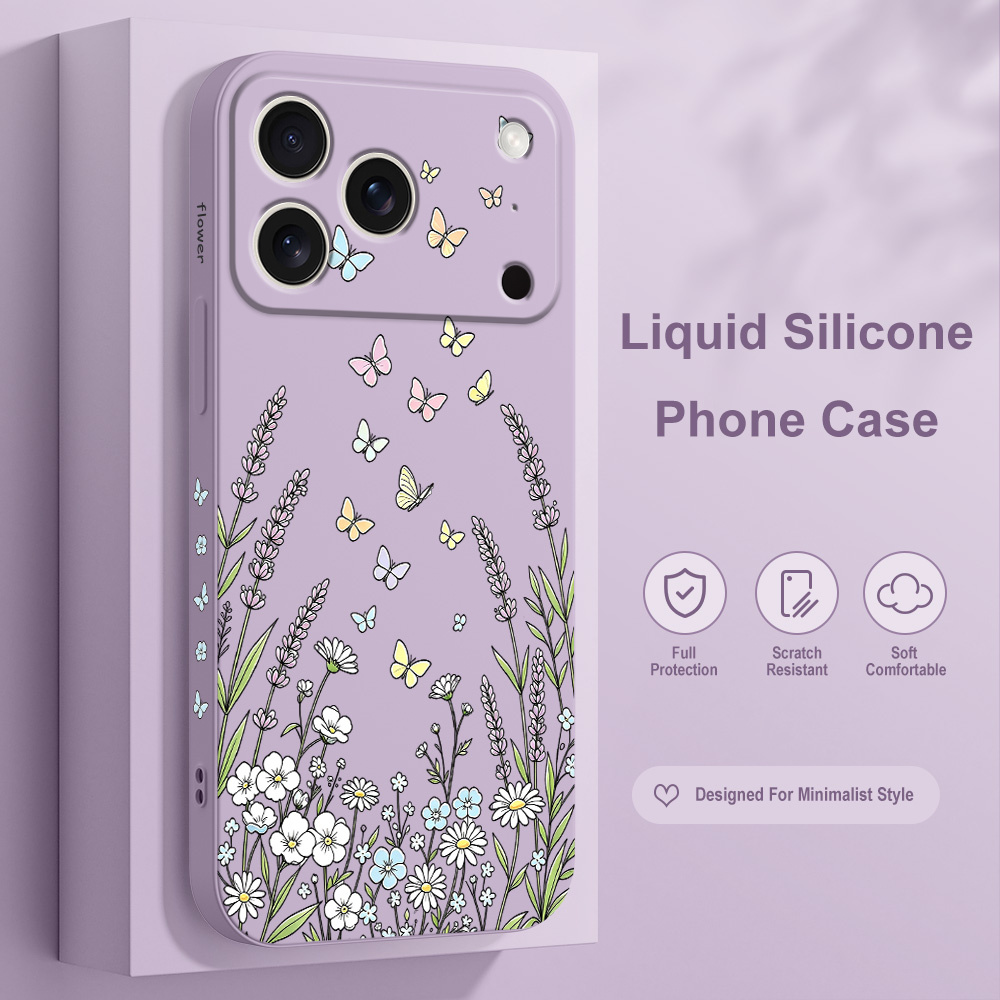 Silicone Liquid Case - Grass Butterfly Telefoonhoesje voor iPhone 17