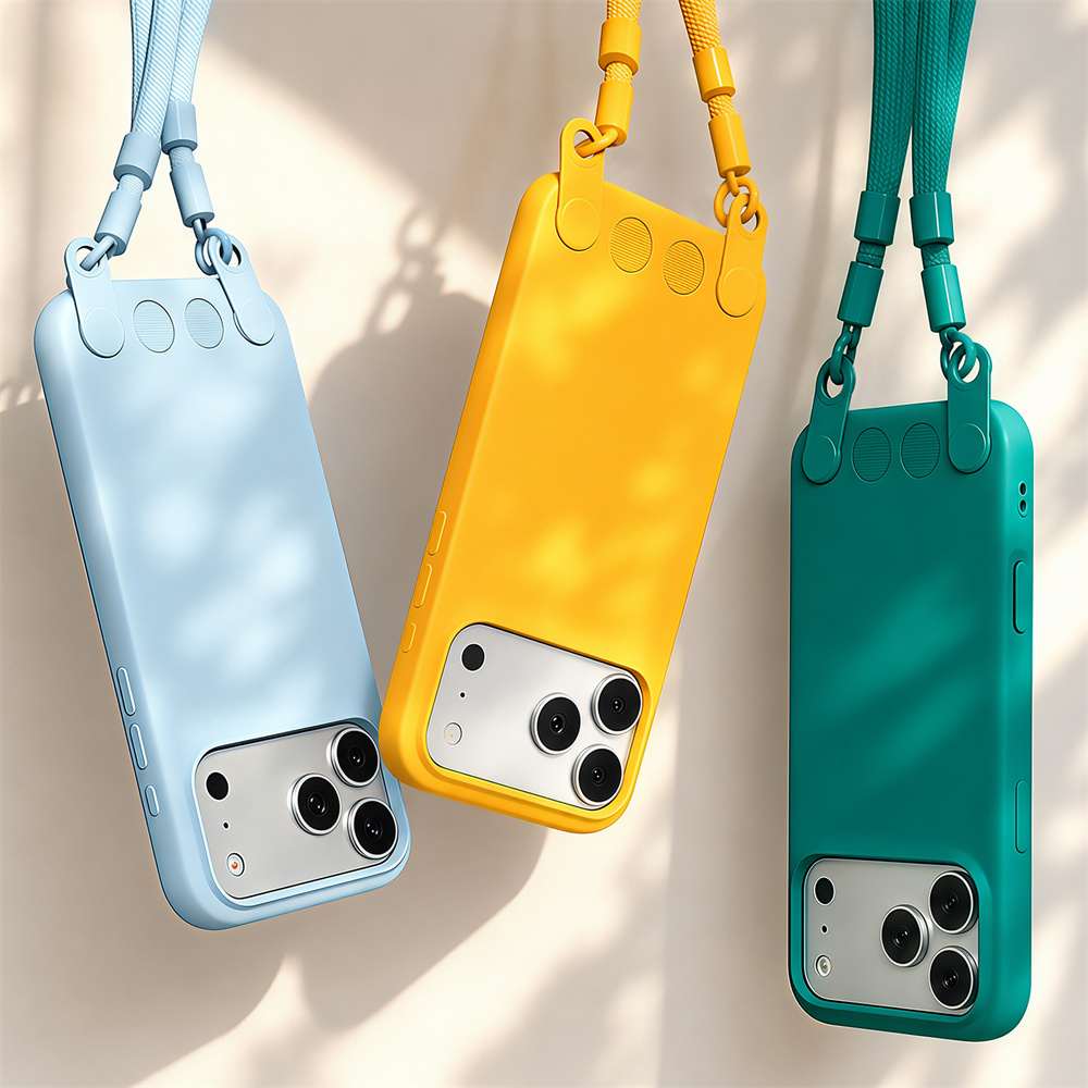 Silicone Liquid Case - Crossbody Lanyard Matte Liquid Silicone Telefoonhoesje