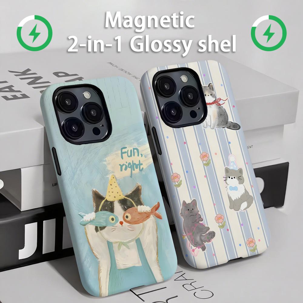Phone Cases Cute Iphone 13 - Leuke katten en honden Telefoonhoesje Magnetisch