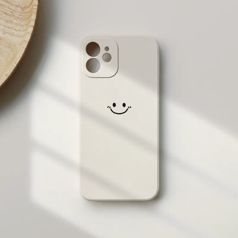 Silicone Liquid Case - Minimalistische Smiley Print Telefoonhoesje voor iPhone