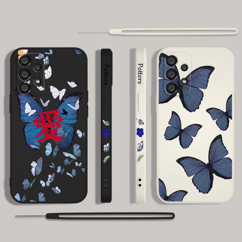 Blauwe vlinder mode hoesje voo - Silicone Liquid Case recensie en prijs