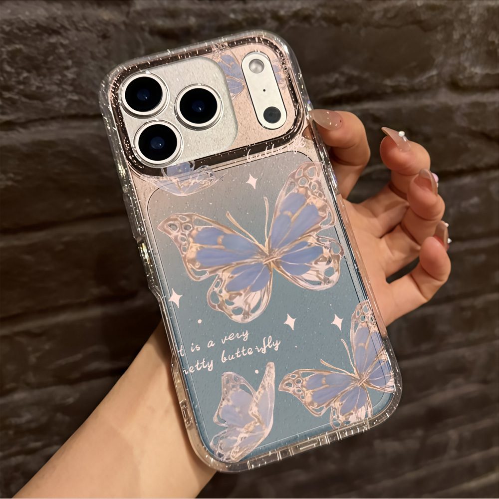Luxe Blauwe Vlinder Glitter Te - Glitter Shockproof Case recensie en prijs