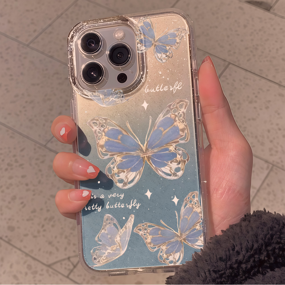 Luxe Blauwe Vlinder Glitter Te - Glitter Shockproof Case recensie en prijs