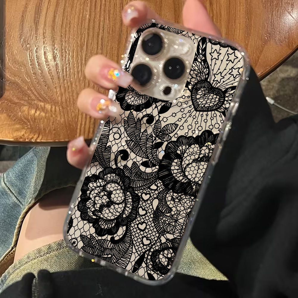 Kant Bloemen INS Transparante  - Glitter Shockproof Case recensie en prijs