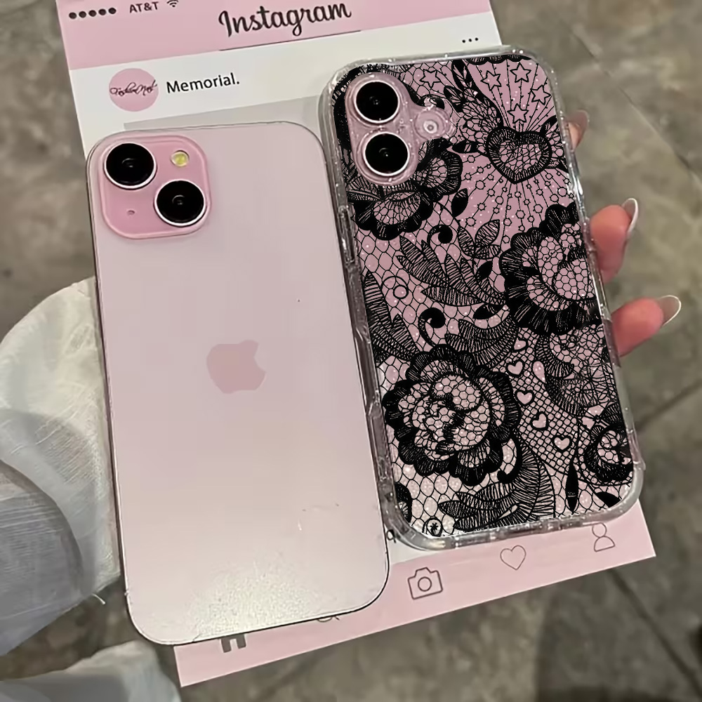 Kant Bloemen INS Transparante  - Glitter Shockproof Case recensie en prijs